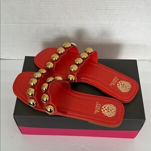 Vince Camuto Red Sandals with Gold Accents